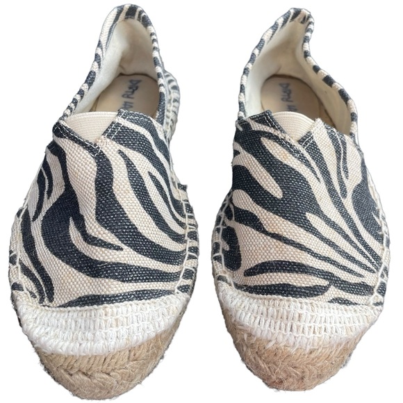 Dirty Laundry Linen Platform Espadrilles Zebra Print Black Tan Size 7 - Picture 2 of 11